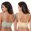 Curve muse bralette sin relleno con escote profundo y encaje floral, paquete de 2, tallas grandes