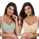 Curve muse bralette sin relleno con escote profundo y encaje floral, paquete de 2, tallas grandes