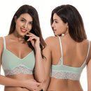 Curve muse bralette sin relleno con escote profundo y encaje floral, paquete de 2, tallas grandes