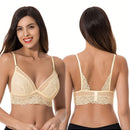 Curve muse bralette sin relleno con escote profundo y encaje floral, paquete de 2, tallas grandes