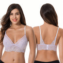 Curve muse bralette sin relleno con escote profundo y encaje floral, paquete de 2, tallas grandes