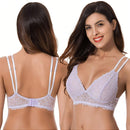 Curve muse bralette sin relleno con escote profundo y encaje floral, paquete de 2, tallas grandes