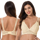 Curve muse bralette sin relleno con escote profundo y encaje floral, paquete de 2, tallas grandes