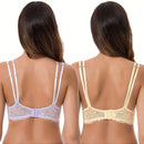 Curve muse bralette sin relleno con escote profundo y encaje floral, paquete de 2, tallas grandes