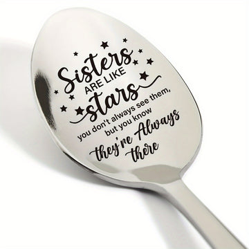 Cuchara de Acero Inoxidable Grabada con Inspiración Estelar para Hermanas - Regalo Perfecto para Cumpleaños, Navidad y Graduaciones - Ideal para Cafeterías y Restaurantes