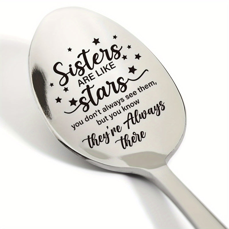 Cuchara de Acero Inoxidable Grabada con Inspiración Estelar para Hermanas - Regalo Perfecto para Cumpleaños, Navidad y Graduaciones - Ideal para Cafeterías y Restaurantes
