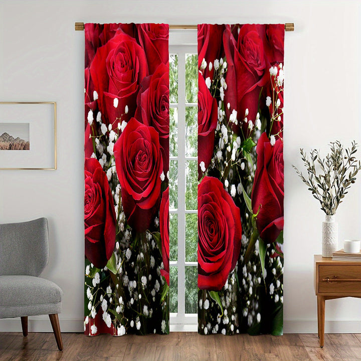 2 cortinas para puertas con patrones de rosas y aliento