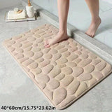 Alfombra de baño con relieve de adoquín - Antideslizante, absorbente, para baño, cocina, lavandería y decoración de dormitorio