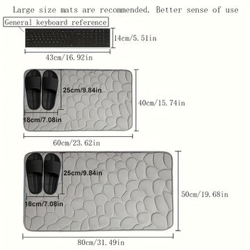 Alfombra de baño con relieve de adoquín - Antideslizante, absorbente, para baño, cocina, lavandería y decoración de dormitorio