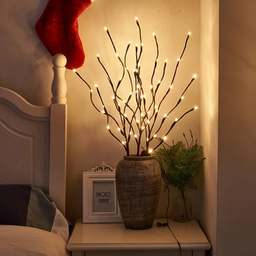 Luces de Rama con 20 LEDs para Decoración Interior en Bodas, Cumpleaños y Navidad - Luces de Hadas con Diseño de Ramas sin Batería