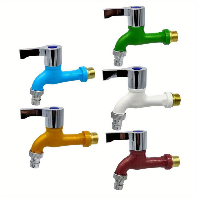 1pc Grifo de Agua Fría de Plástico Duradero con Mangos Cromados - Disponible en Negro, Azul, Verde, Blanco, Rojo, Naranja - Ideal para Uso Doméstico