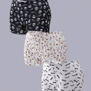 Finetoo conjunto de 3 piezas pantis con estilo gotico, sexy y lindo para mujer, con contraste de color hipster. ropa interior tipo short sin costuras con estampado completo de calaveras y murcielagos de halloween