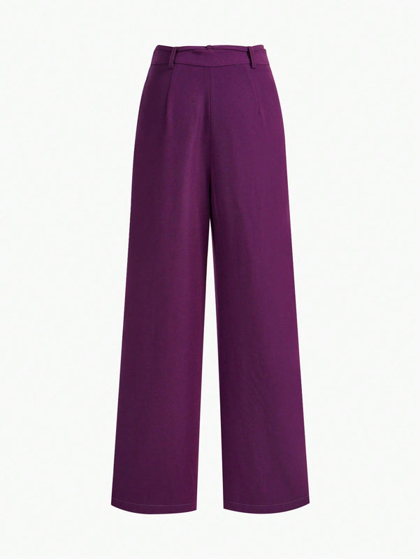 Motf premium pantalones de pierna ancha con pliegues plegados, bolsillos inclinados, cinturon