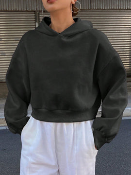 Dazy sudadera casual de cuello redondo clasica de felpa para mujer