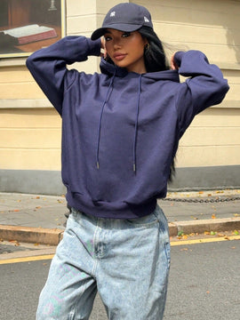 Ezwear sudadera holgada con grafico impreso "cute but psycho" de estilo minimalista casual, apta para otono e invierno