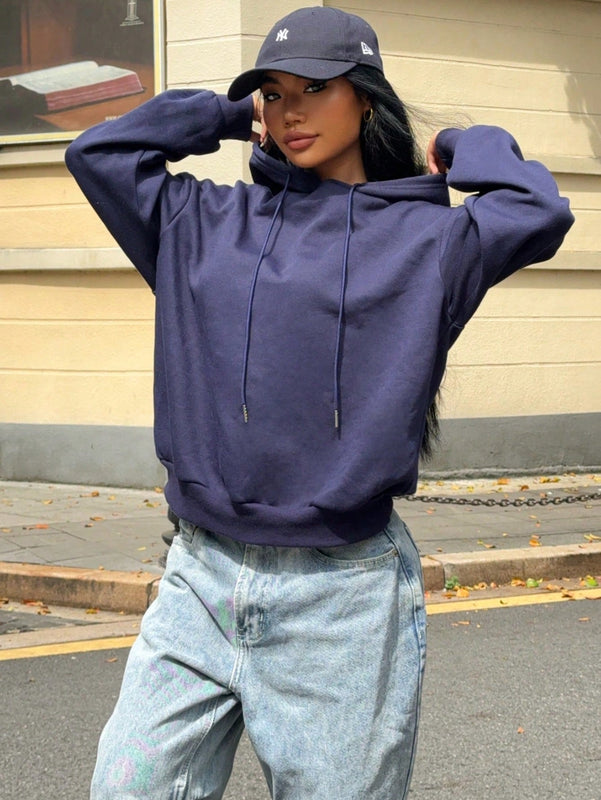 Ezwear sudadera holgada con grafico impreso "cute but psycho" de estilo minimalista casual, apta para otono e invierno