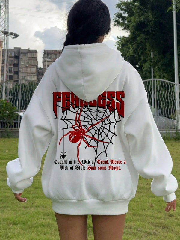 Ezwear sudadera informal tipo streetwear con lema, con corte holgado, estampado negro y rosa, para mujer, otono invierno