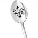 Cuchara de Acero Inoxidable Grabada de Brebaje de Bruja, 1pc - Revolvedor de Café y Chocolate Caliente, Perfecto para Regalos de Halloween, Acción de Gracias, Navidad