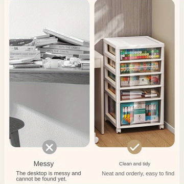 Gabinete versátil para escritorio con cajones extraíbles, organizador plástico impermeable para oficina, dormitorio o residencia estudiantil, ideal para snacks y artículos varios, gabinete pequeño para escritorio
