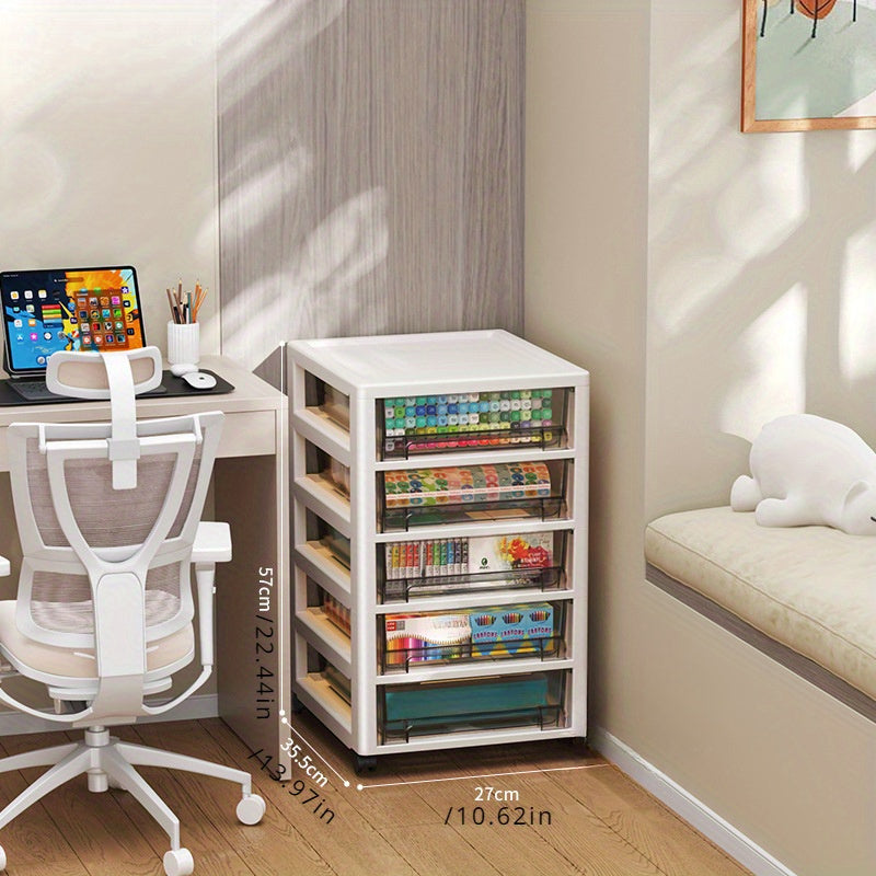 Gabinete versátil para escritorio con cajones extraíbles, organizador plástico impermeable para oficina, dormitorio o residencia estudiantil, ideal para snacks y artículos varios, gabinete pequeño para escritorio