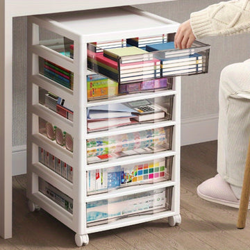 Gabinete versátil para escritorio con cajones extraíbles, organizador plástico impermeable para oficina, dormitorio o residencia estudiantil, ideal para snacks y artículos varios, gabinete pequeño para escritorio