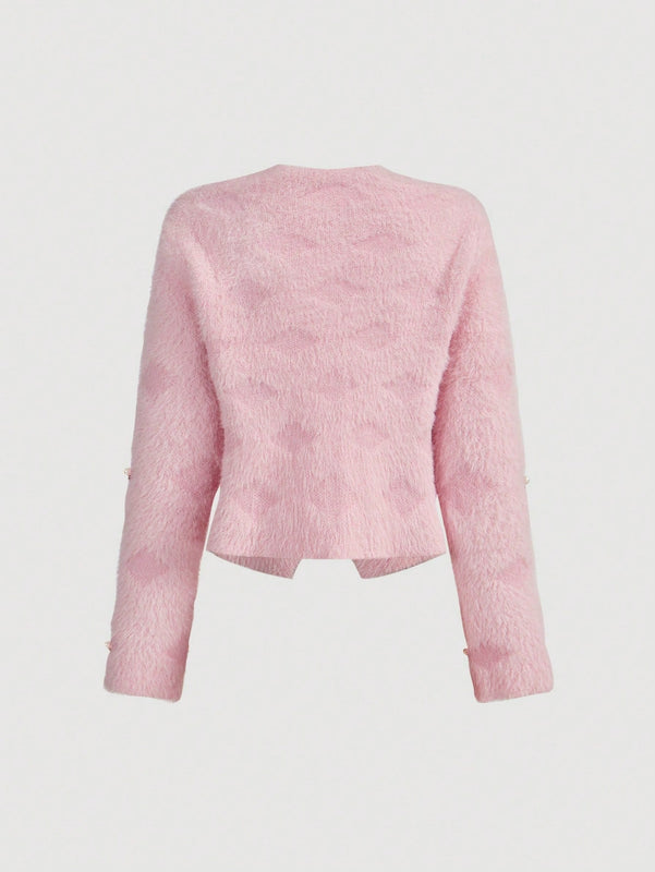 Aveloria rosie elegante y chic cardigan suelto con adorno de strass esponjoso