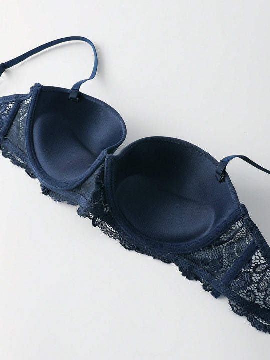 Underwear&sleepwear basics juego de lenceria de 3 piezas/set de sujetador de contraste de encaje de unicolor para mujer