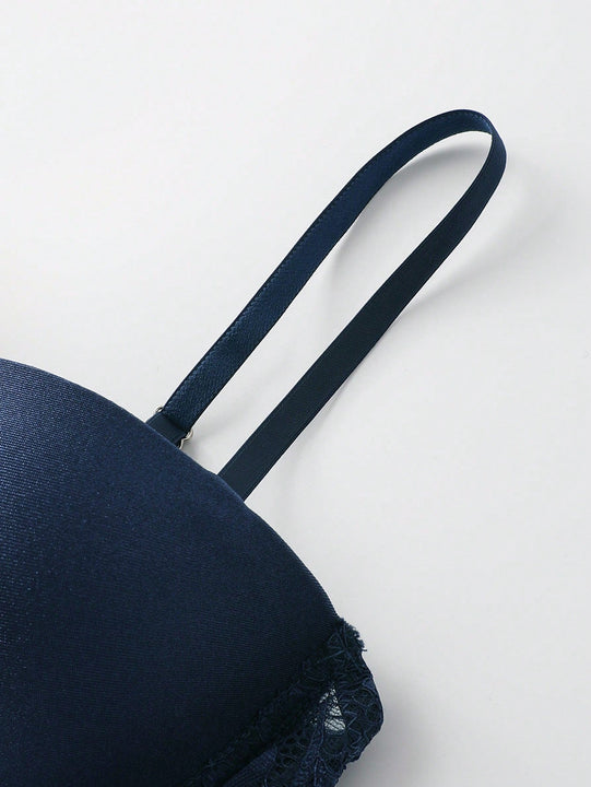 Underwear&sleepwear basics juego de lenceria de 3 piezas/set de sujetador de contraste de encaje de unicolor para mujer