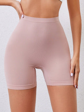 Shorts de seguridad de cintura alta de color solido para mujer