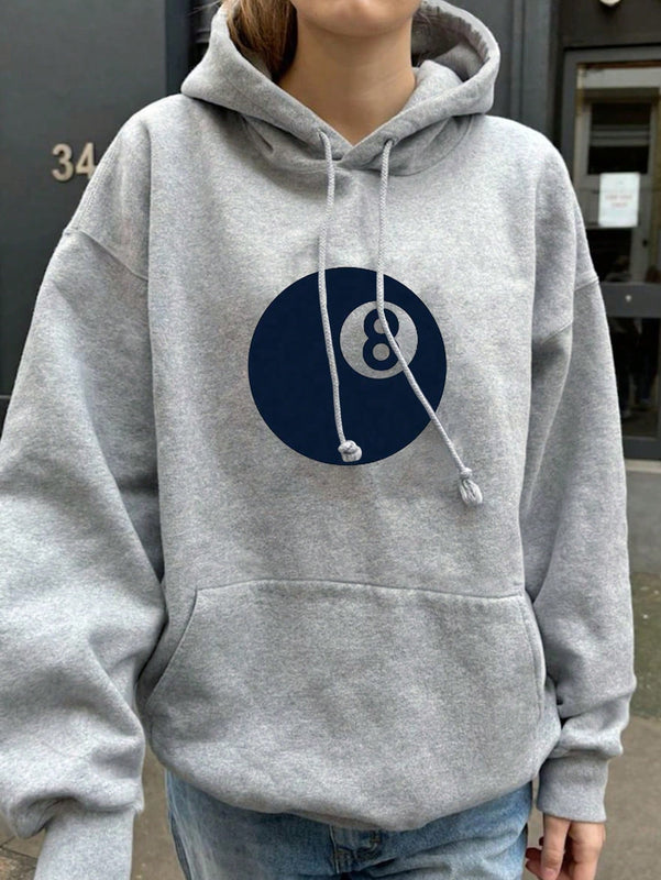 Ezwear sudadera con capucha de mujer con estampado de leopardo y estrella, hombros caidos, otono/invierno