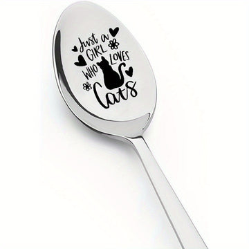 Cuchara para café grabada en acero inoxidable para amantes de los gatos - Regalo perfecto para el Día de San Valentín o la vuelta a clases