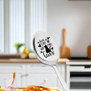 Cuchara para café grabada en acero inoxidable para amantes de los gatos - Regalo perfecto para el Día de San Valentín o la vuelta a clases