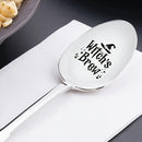 Cuchara de Acero Inoxidable Grabada "Brew de Bruja" - Ideal para Café, Helado, Té y Postres - Perfecta para Fiestas en Casa, Uso en la Oficina, Regalos de Cumpleaños y Navidad, Cuchara de Café