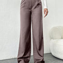Tall pantalones sueltos de traje a rayas con botones delanteros, uso casual de todos los dias