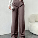 Tall pantalones sueltos de traje a rayas con botones delanteros, uso casual de todos los dias