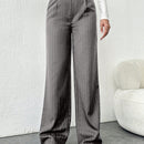 Tall pantalones sueltos de traje a rayas con botones delanteros, uso casual de todos los dias