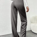 Tall pantalones sueltos de traje a rayas con botones delanteros, uso casual de todos los dias