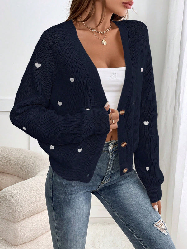 Frenchy cardigan con botones de corte casual y rayas para mujer, para otono/invierno