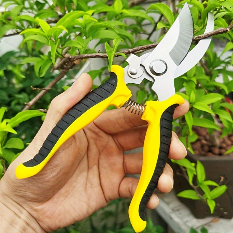 1pc Tijeras de podar manuales clásicas para jardín - Tijeras de acero inoxidable para frutas y ramas con agarre cómodo, diseño que ahorra trabajo, tijeras de podar duraderas para jardinería sin electricidad, herramientas multifuncionales para podar al ai