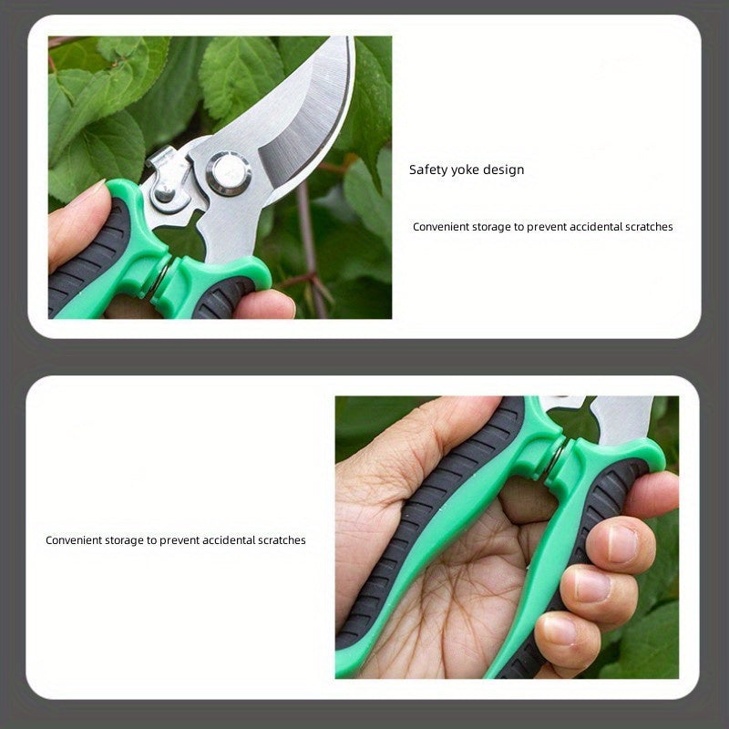 1pc Tijeras de podar manuales clásicas para jardín - Tijeras de acero inoxidable para frutas y ramas con agarre cómodo, diseño que ahorra trabajo, tijeras de podar duraderas para jardinería sin electricidad, herramientas multifuncionales para podar al ai