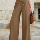 Mujeres pantalones rojos palazzo de pierna ancha con cintura elastica 339