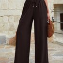 Mujeres pantalones rojos palazzo de pierna ancha con cintura elastica 339