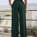 Pantalones anchos de pierna ancha color rojo para mujeres con cintura elastica 339