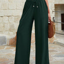 Mujeres pantalones rojos palazzo de pierna ancha con cintura elastica 339