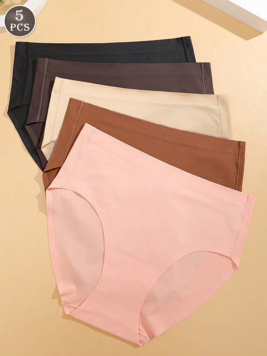 Finetoo set de 5 calzoncillos de mujer de unicolor, comodos y sin costuras