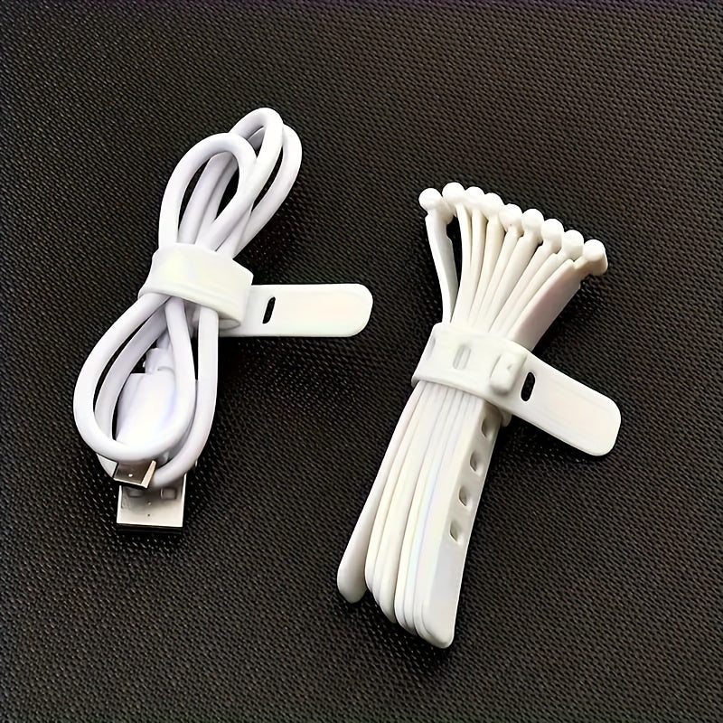 Organizador de Cables de Silicona Transparente de 8 Piezas con Clips - Caja de Almacenamiento de Escritorio Ligera y Sin Necesidad de Energía para Cables de Carga y Alambres, Ganchos de Utilidad