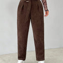 Petite pantalones de pana para mujer con cintura elastica en la parte trasera, apropiados para otono e invierno