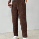 Petite pantalones de pana para mujer con cintura elastica en la parte trasera, apropiados para otono e invierno