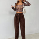 Petite pantalones de pana para mujer con cintura elastica en la parte trasera, apropiados para otono e invierno