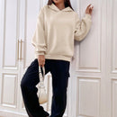 Ezwear sudadera con capucha de punto de manga larga con caida en los hombros y estampado de lema, otono/invierno para mujer